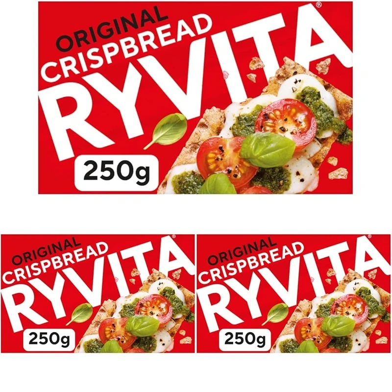 Ryvita Original Crispbread, Low Fat, Healthy Snack, High in Fibre, 250 g (Pack of 3)