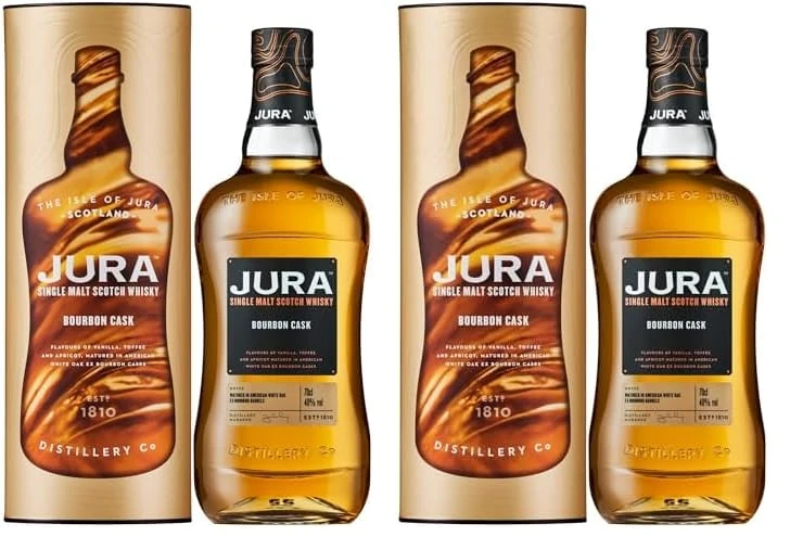 Jura Bourbon Cask Single Malt Scotch Whisky 70cl | Jura Bourbon Cask Whisky | Smooth and Fruity Jura Whisky | Iconic Scottish Whisky made by a tiny island community | 40% vol Single Malt Whisky