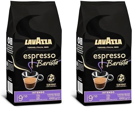 Lavazza Espresso Barista Intenso, Drum Roasted Coffee Beans, Ideal for Espresso Coffee Machines Intensity 9/10, Medium Roasting, 1000g (Pack of 2)