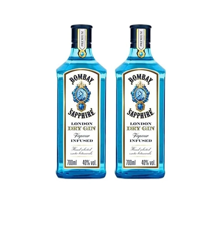 Bombay Sapphire London Dry Gin, 40% vol., 70 cl / 700 ml, 100% Vapour Infused Spirit with 10 Hand-Selected Botanicals (Pack of 2)