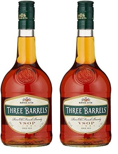 Three Barrels Rare Old French Brandy VSOP, 70cl (Pack of 2)