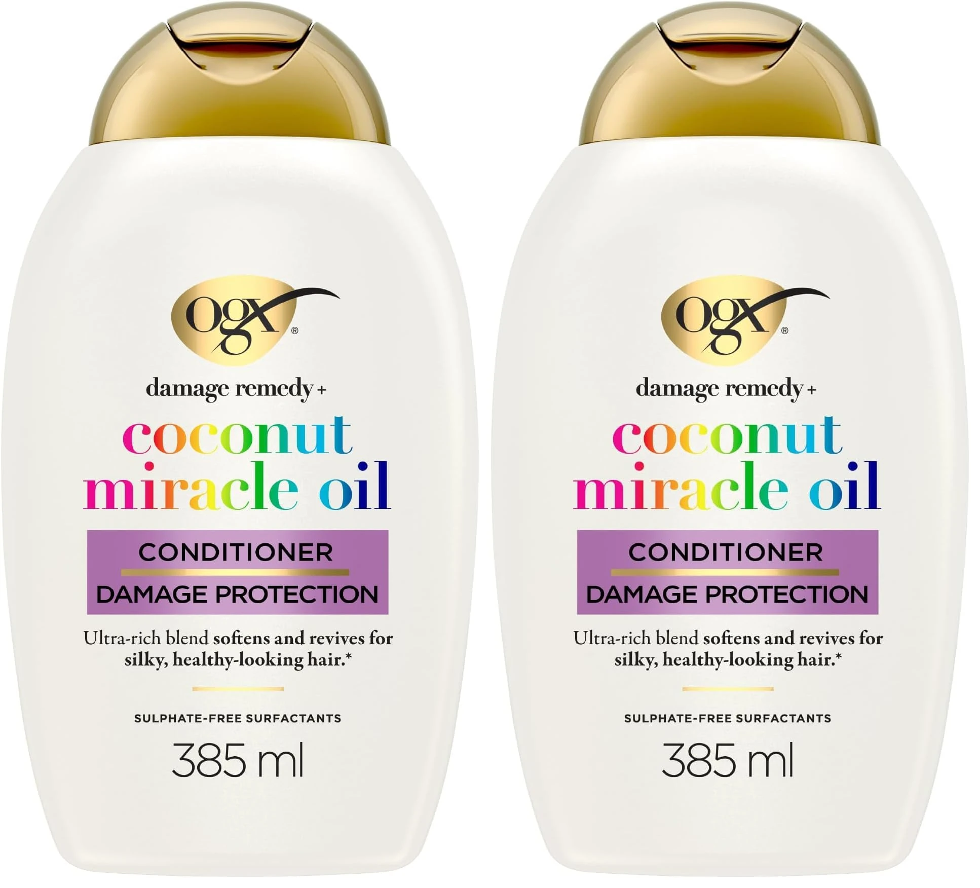 OGX Coconut Miracle Oil Conditioner for Damaged Hair, 385 ml (Pack of 2)