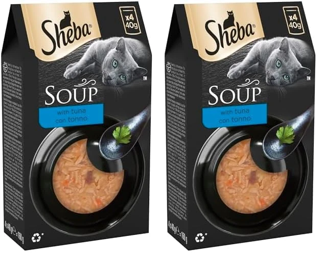 Sheba Classics Cat Food Wet - SOUP Cat Pouches with Tuna Fillets, 10 x 4 x 40g (Pack of 2)
