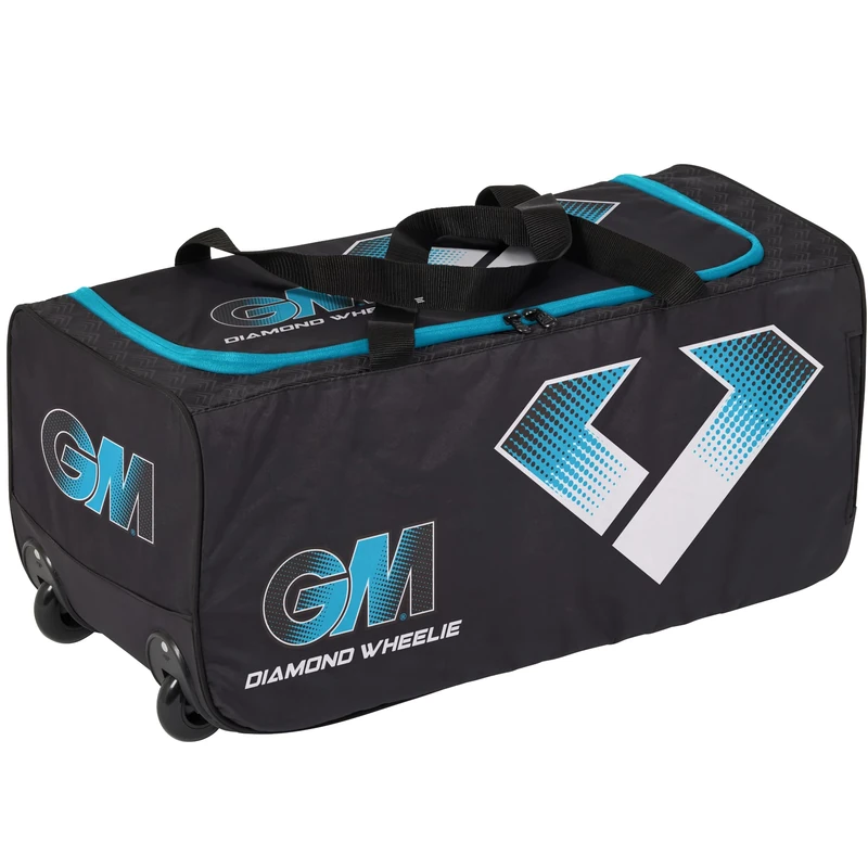 Gunn & Moore GM | Cricket Bag Holdall | Diamond Wheelie | BS55 Range Endorsed by Ben Stokes | Easy Access Double Zip | Volume - 67 litres | Tough 600 Denier Polyester | Black & Blue