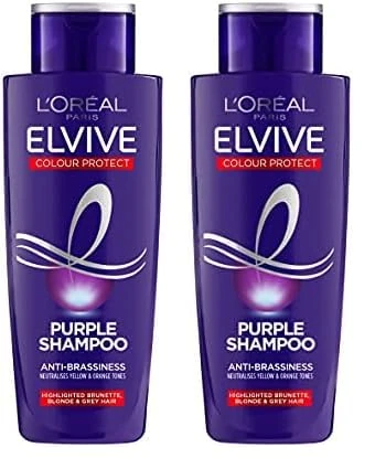 L'Oreal Paris Elvive Colour Protect Anti-Brassiness Purple Shampoo, 200ml (Pack of 2)