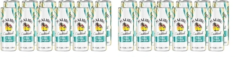 Malibu Pre-Mixed Pina Colada Rum Can, 12 x 25cl (Case of 12) (Pack of 2)