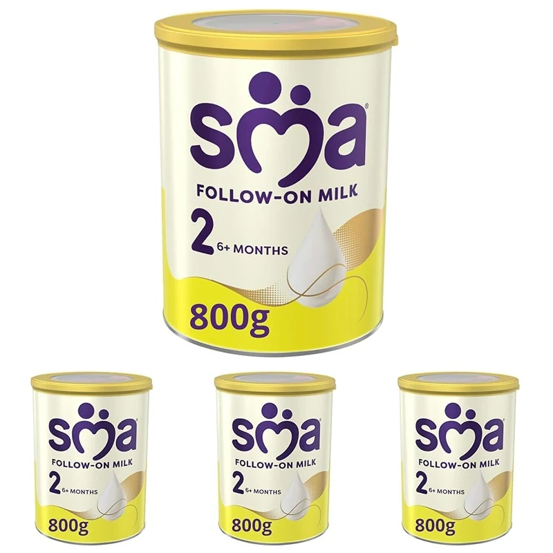 SMA Follow-on Baby Milk Powder Formula, 6-12 Months, 800 g (Pack of 4)