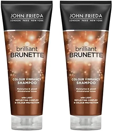 John Frieda Brilliant Brunette Colour Vibrancy Shampoo, Moisturising And Smoothing For Brown Hair, Aloe Vera, 250 ml (Pack Of 2)