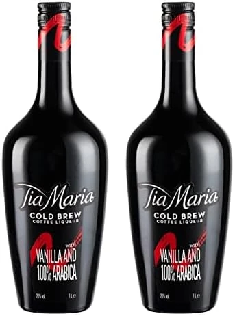 Tia Maria - Cold Brew Coffee Liqueur with Vanilla and 100% Arabica, Rich Roasted Coffee Intensity with Hints of Vanilla and Chocolate, Gluten Free, Bottle of 100 cl, 20% ABV (Pack of 2)