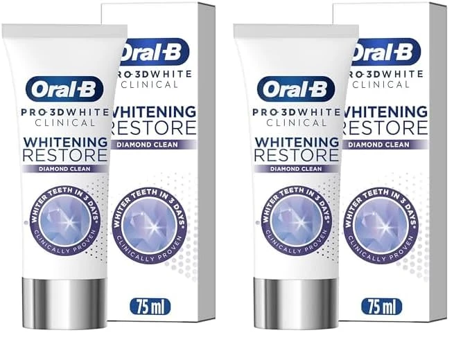 Oral-B 3D White Clinical Diamond Clean Toothpaste 75ml (Pack of 2)