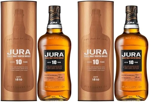 Jura Aged 10 Years Single Malt Scotch Whisky, 700ml (Pack of 2)