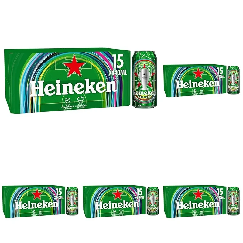 Heineken Premium Lager Beer, 15 x 440ml (Pack of 5)