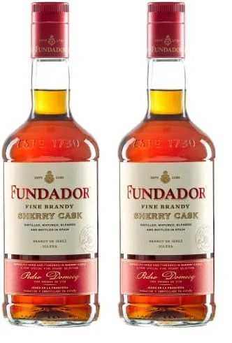 Fundador Fine Solera Sherry Casks Spanish Brandy, 1L (Pack of 2)