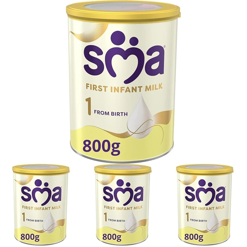 SMA First Infant Baby Milk Powder Formula, from birth, 800 g (Pack of 4)