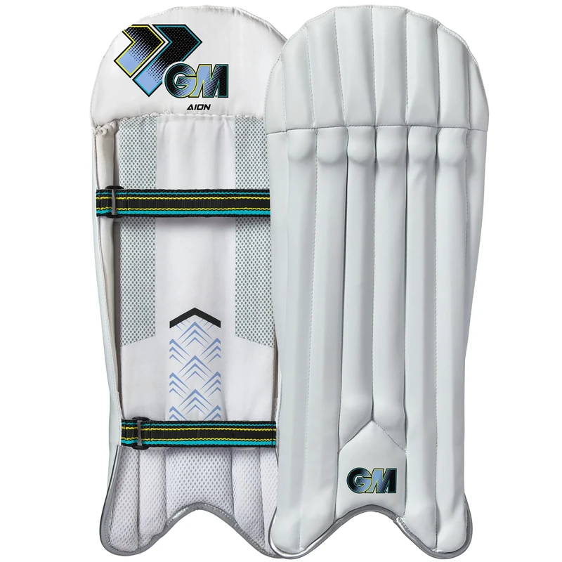 GM | Cricket Wicket Keeper Keeping Pads | Aion | PVC Facing with Cane & Low Density Foam Face Filling | Mesh Instep | Adult | Approx 1.065 kg per Pair | 1 Pair | White with GM Logo | Gunn & Moore