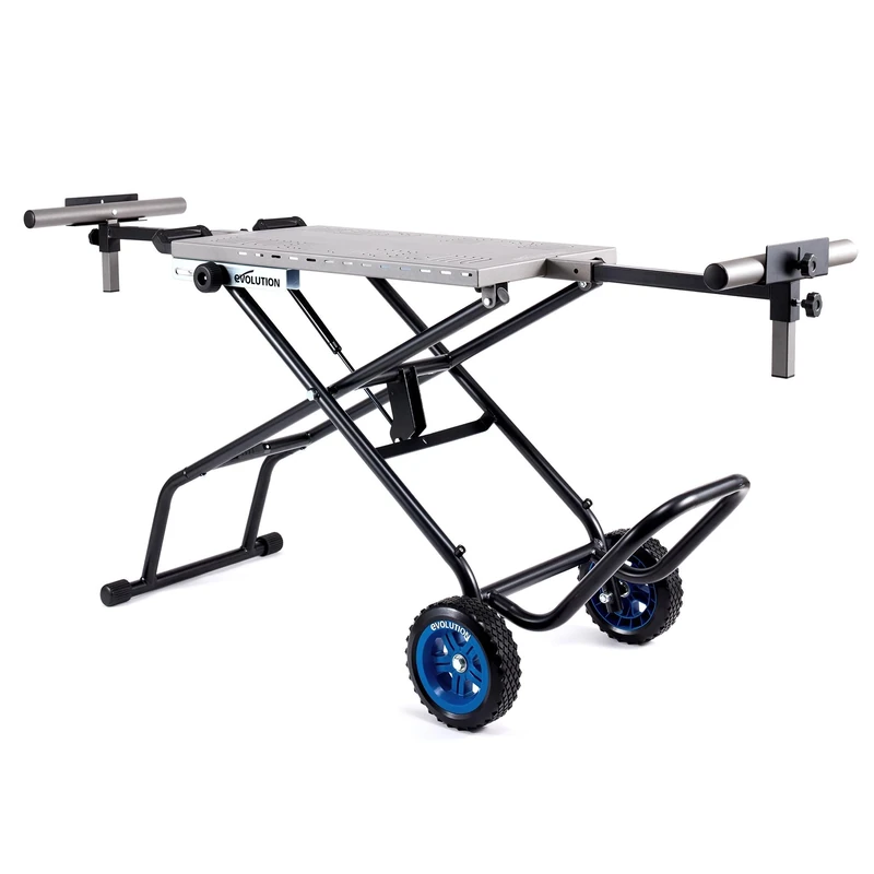 Evolution Power Tools, MCS Stand, Mitering Chop Saw Stand with Powerlift Assist | Heavy-Duty Steel Frame, All-Terrain Wheels, Compatible with Evolution S355CPS, R355CPS, Gas-Strut Lift
