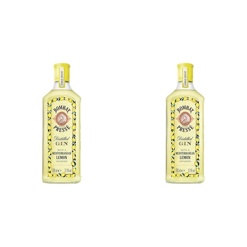 Bombay Citron Pressé Premium Distilled Lemon Flavoured Gin, Vapour Infused With The Finest Mediterranean Lemons, 37.5% ABV, 70cl / 700 ml (Pack of 2)