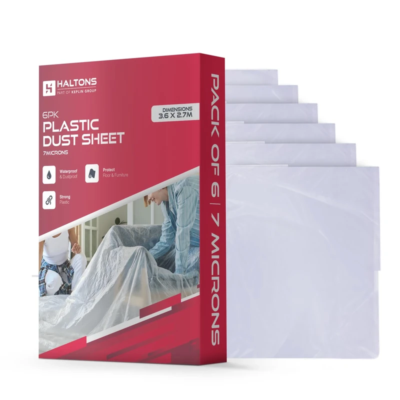 Haltons 6-Pack White LDPE Dust Sheets 3.6x2.7m 7um-Paint & Renovation
