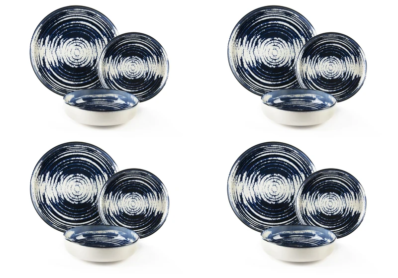 Excelsa Ermes 12-Piece Dinner Set, Ceramic, Reactive Effect, 4 People