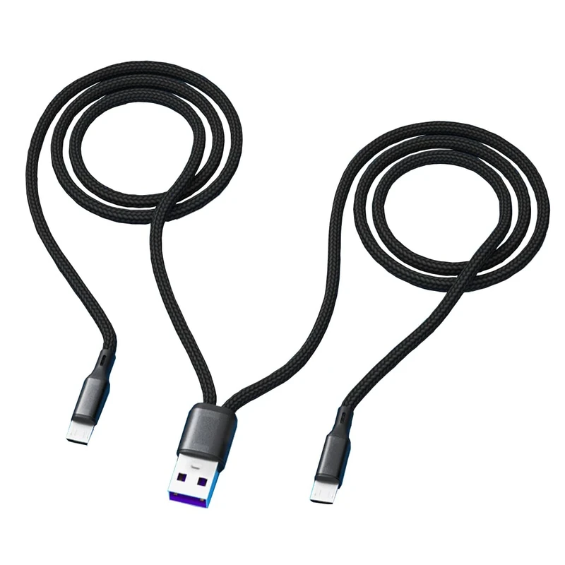CHXINGCHEN 2 in 1 USB C Splitter Cable,USB A Male to 2 Type-C Male Charge Cable[1.2M], 5A USB Type C Nylon Braided Fast Charging Cable Compatible with USB Type-C devices (Black, 1.2M)