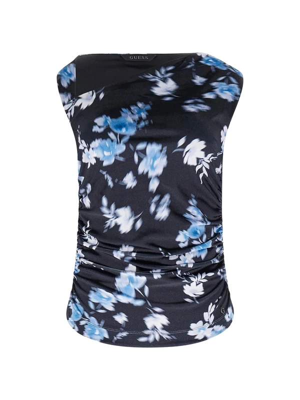 GUESS Bianca Women's Long Sleeve V Neck Bodysuit, Blurred Roses Print Black, M - Image 1