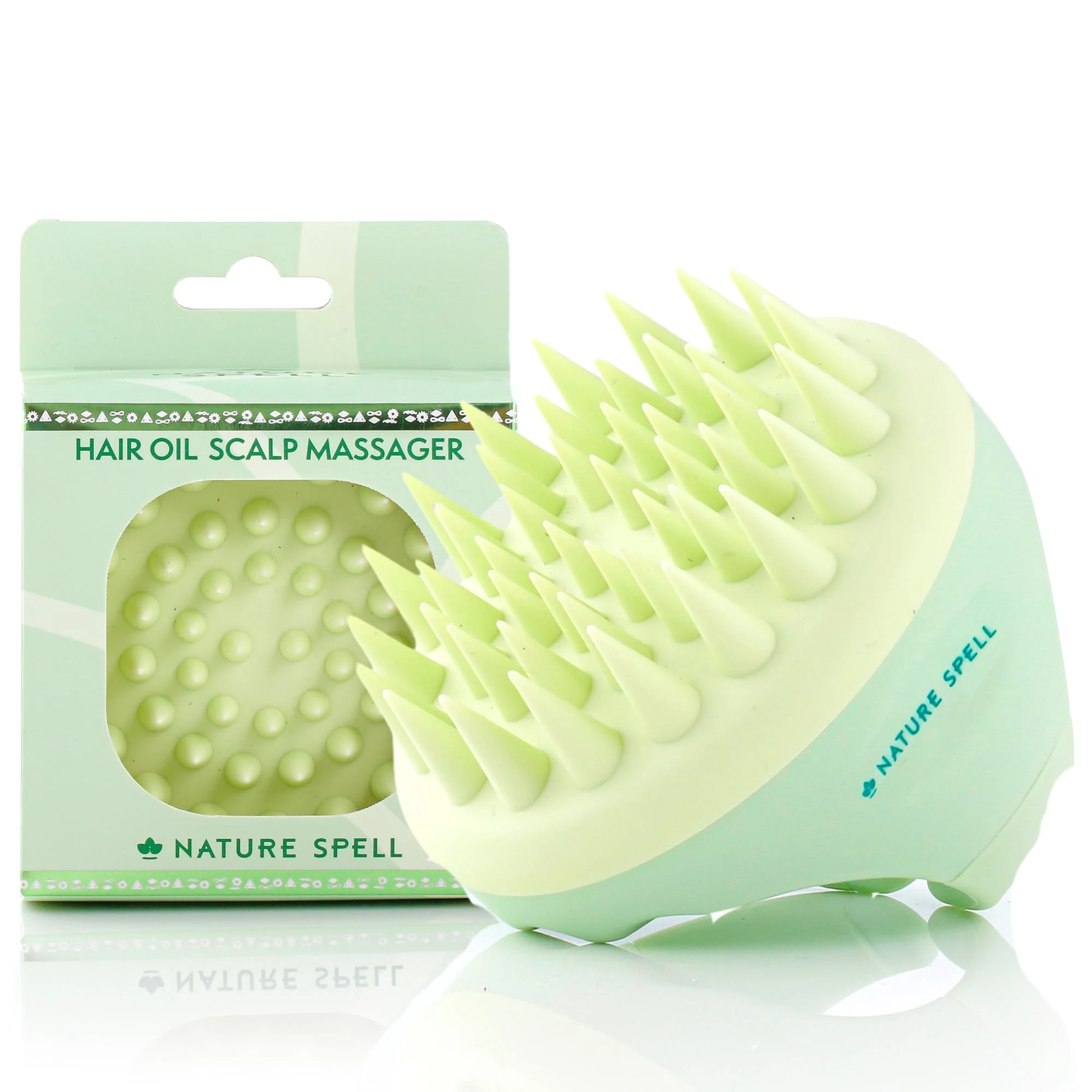 Nature Spell Scalp Massager & Scrubber, Soft Silicone Bristles, Oil Applicator & Exfoliator for Wet and Dry Hair