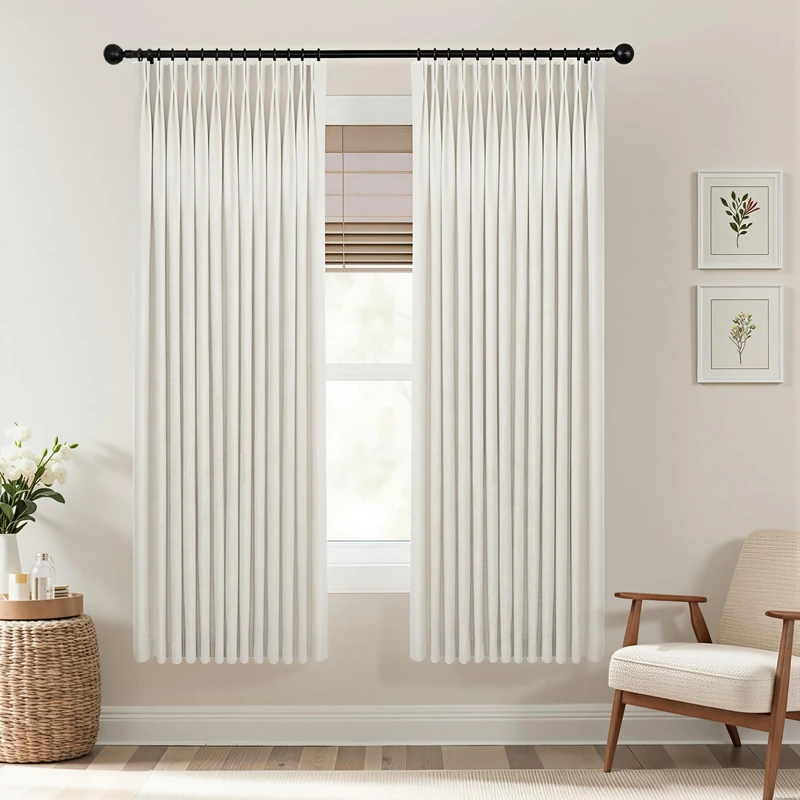 Mrs.Naturall Black Out Curtains 63 Inch Long,Room Darkening Pinch Pleated Blackout Curtains 63 Inch Length for Living Room Bedroom