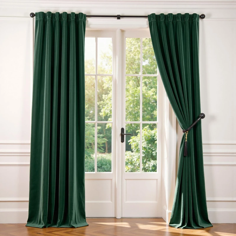 Lazzzy Velvet Blackout Curtains Green Thermal Insulated Drapes for Bedroom Living Room Darkening 102 Inches Extra Long Window Treatments Super Soft Luxury Rod Pocket 2 Panels Emerald Green
