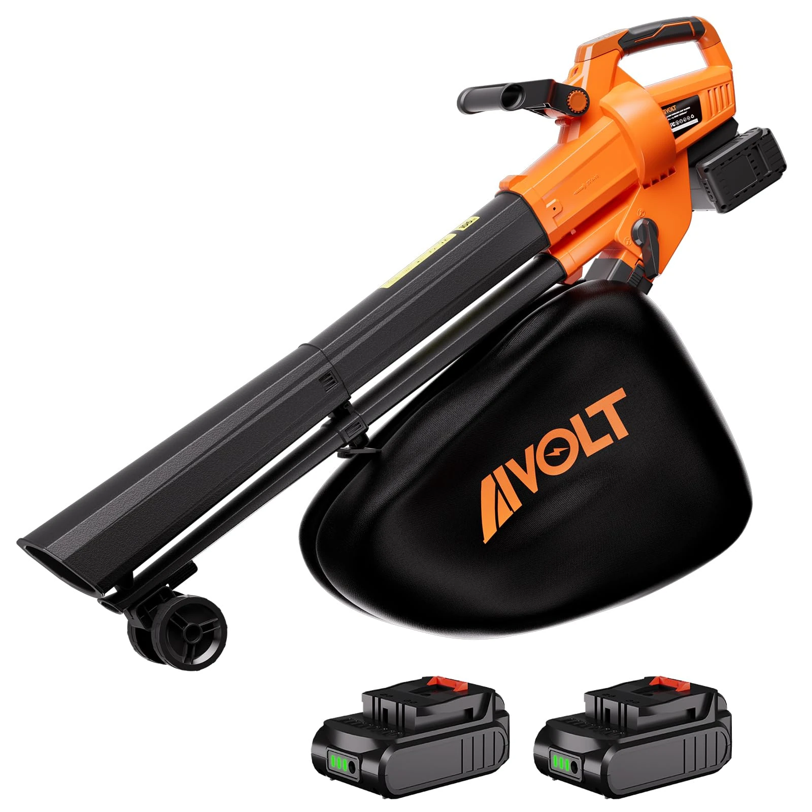 AIVOLT 40V Cordless Leaf Blower and Vacuum, Electric Leaf Shredder with 40L Mulching Bag, 257km/h, 17m³/min, 15:1 Shredding Ratio (2 Pcs Batteries & Charger Included)