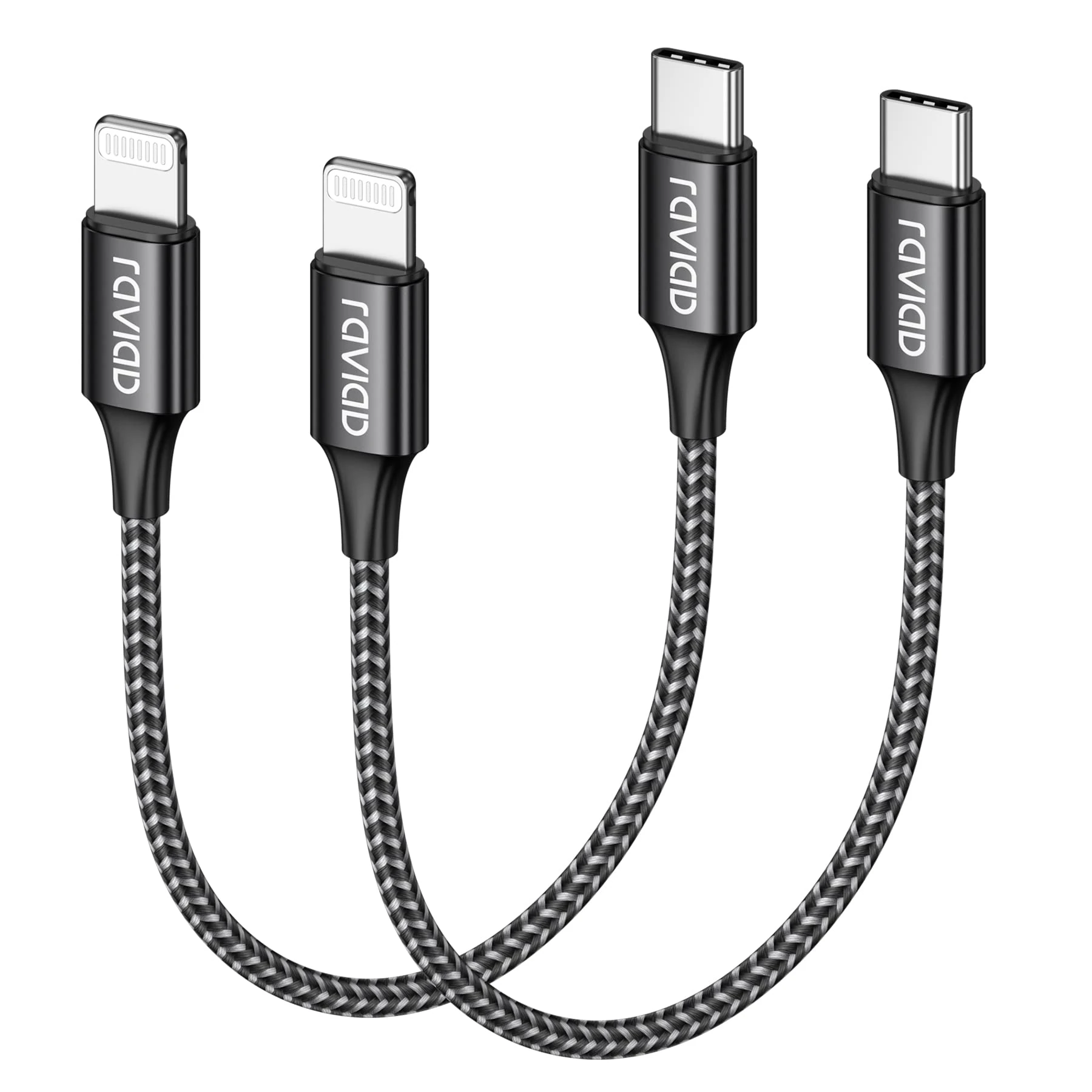 RAVIAD USB C to Lightning Cable Short 0.15M 2Pack, [MFi Certified] iPhone Fast Charger Cable Nylon PD Fast Charging USB C Lightning Cable Compatible with iPhone 14 13 12 11 Pro Max Mini X XS XR 8