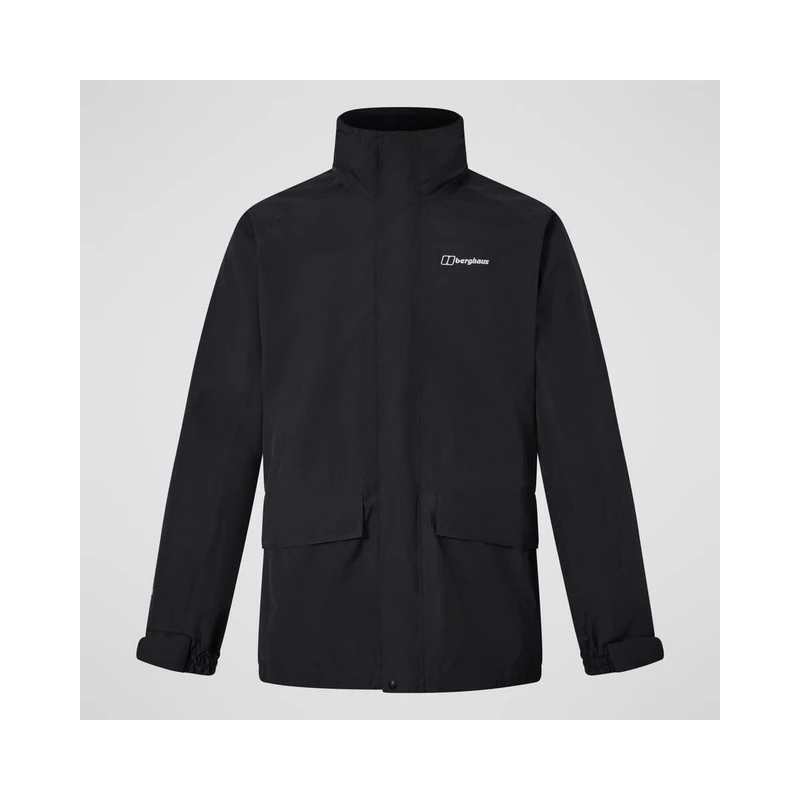 Berghaus Men's Cornice Interactive Gore-Tex Waterproof Shell Jacket | Durable Rain Coat | Breathable Waterproof Jacket, Black/Black, XS