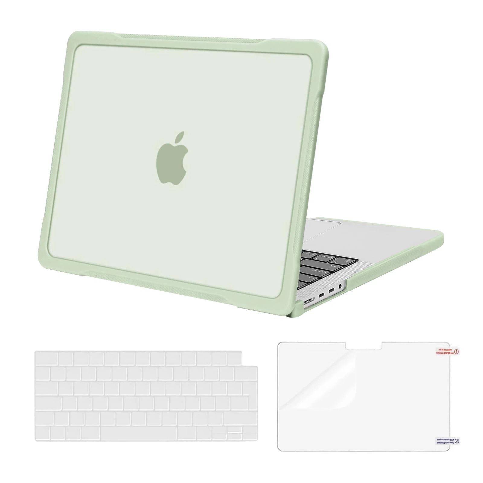 MOSISO Compatible with MacBook Pro 14 inch Case 2025-2021 M5 M4 M3 M2 M1 A3434 A3112 A3185 A3401 A2918 A2992 A2779 A2442, Soft TPU Bumper Anti-scratch Hard Shell&KeyboardCover&ScreenFilm, Sage Green