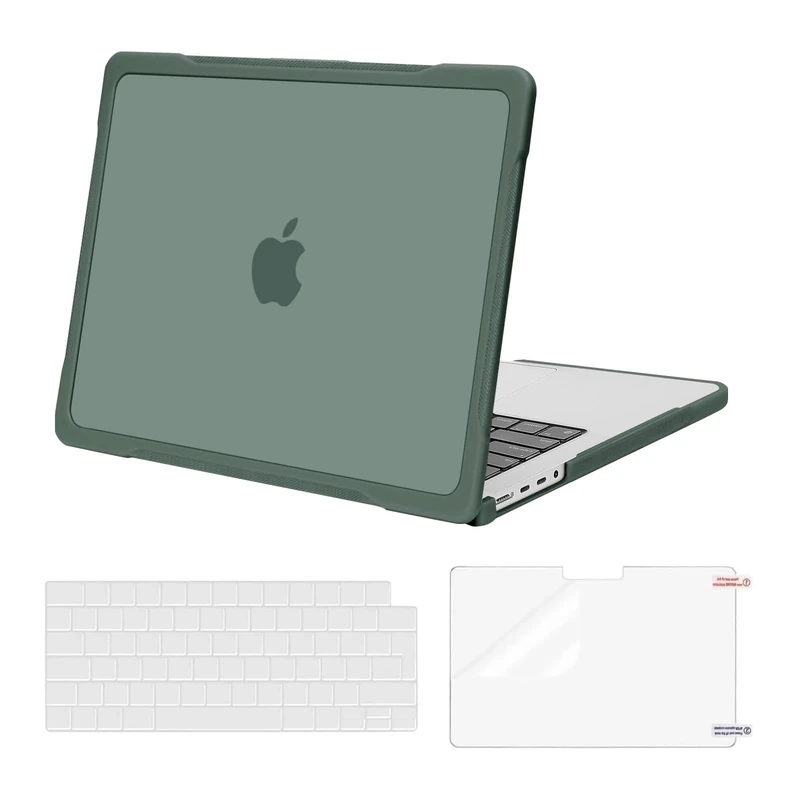 MOSISO Compatible with MacBook Pro 14 inch Case 2025-2021 M5 M4 M3 M2 M1 A3434 A3112 A3185 A3401 A2918 A2992 A2779 A2442, Soft TPU Bumper Anti-scratch Hard Shell&KeyboardCover&ScreenFilm,Emerald Green