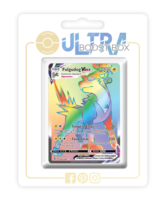 Fulgudog VMAX (Boltund VMAX) 267/264 Shiny Rainbow - my-booster X Écarlate et Violet 8 - Poing de Fusion Box of 10 Pokemon French Cards