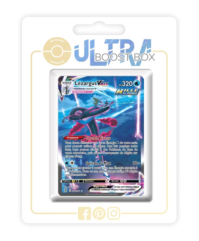 Lézargus VMAX (Inteleon VMAX) 266/264 Alternative Shiny Pokémon Gallery Rapid Strike - my-booster X Écarlate et Violet 8 - Poing de Fusion Box of 10 Pokemon French Cards