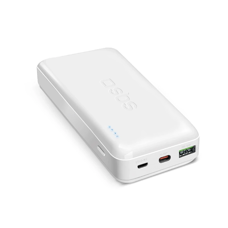 SBS Power bank 20,000 mAh, USB-C port 20W Power Delivery, USB-A port 18W, universal for Samsung, iPhone 15, iPhone 16, Xiaomi, white