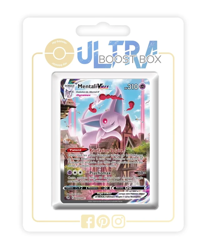 Mentali VMAX (Espeon VMAX) 270/264 Alternative Shiny Pokémon Gallery - my-booster X Écarlate et Violet 8 - Poing de Fusion Box of 10 Pokemon French Cards