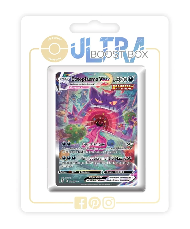 Ectoplasma VMAX (Gengar VMAX) 271/264 Alternative Shiny Pokémon Gallery Single Strike - my-booster X Écarlate et Violet 8 - Poing de Fusion Box of 10 Pokemon French Cards