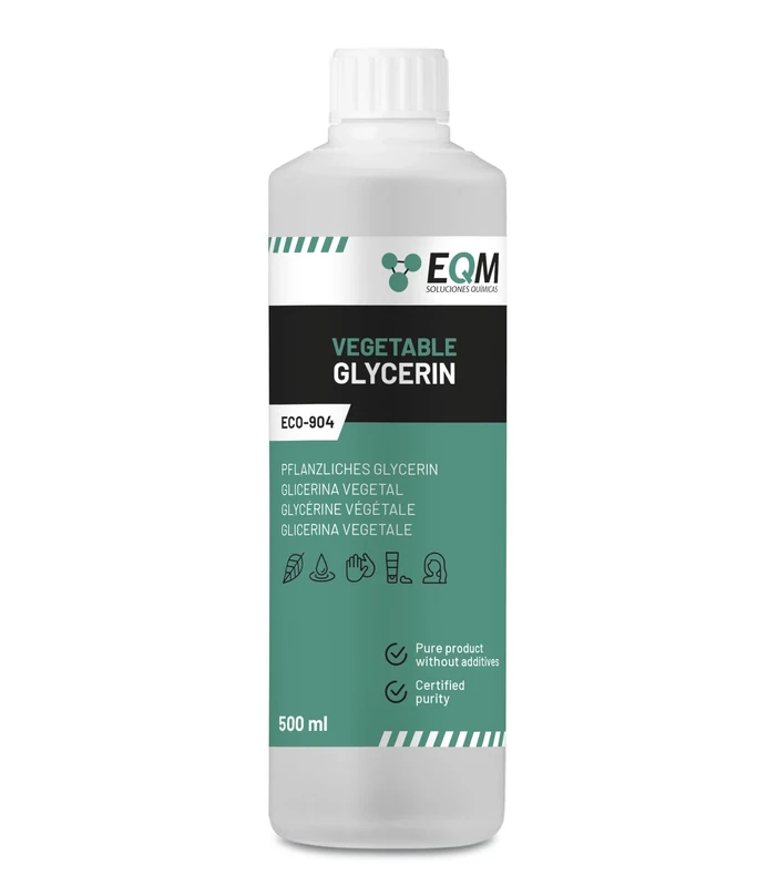 EQM - ECO-904 - Liquid Vegetable Glycerin - 100% Pure & Natural - 500 ml - Pharmaceutical Grade - Natural Moisturizer for Hair and Skin - Ideal for Soaps, Shampoos, Creams, etc