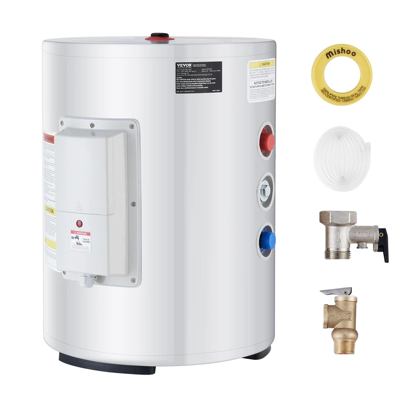 VEVOR Electric Water Heater, 1.6 kW, Instant Water Heater with 40L Tank, with LED Display, Button Control, IPX4 Waterproof Side Connection, On-Demand Heaters for Shower, Bath
