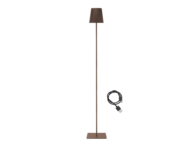 beper P201UTP405 Height-Adjustable Floor lamp XL, Table lamp 2,5W, USB Rechargeable Cable Type-C, 3 Shades, Corten