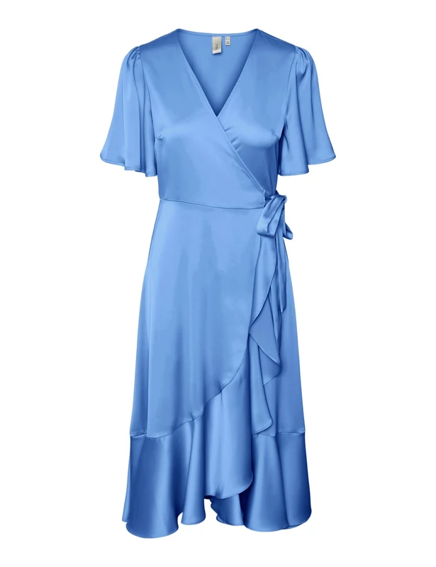 YAS Women's Yasthea thea 2/4 Midi Wrap Dress S. Noos, Ashleigh Blue, 8 - Image 1