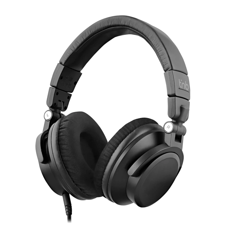 T'nB - Wired Monitoring Studio Headphones, Super Encompassing, Rotating Pads, Velvet Foams - Black
