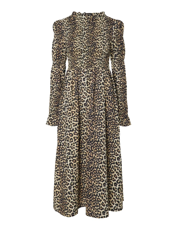 YAS Women's Yaschemma Ls Smock Midi Dress Noos, Nomad, L - Image 1
