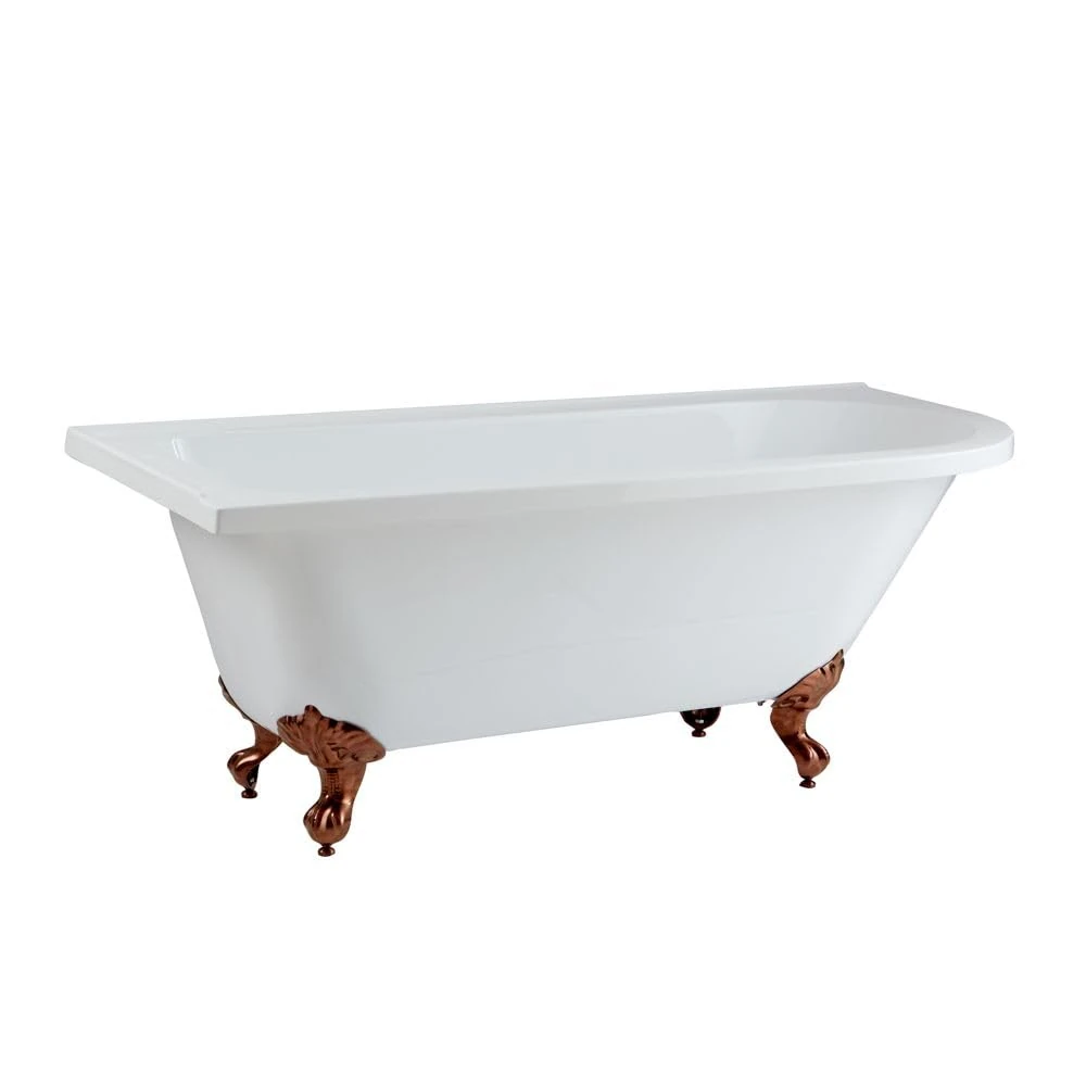 Milano Legend White 1685mm x 750mm Left Hand Shower Bath Bronze Ball Claw Feet
