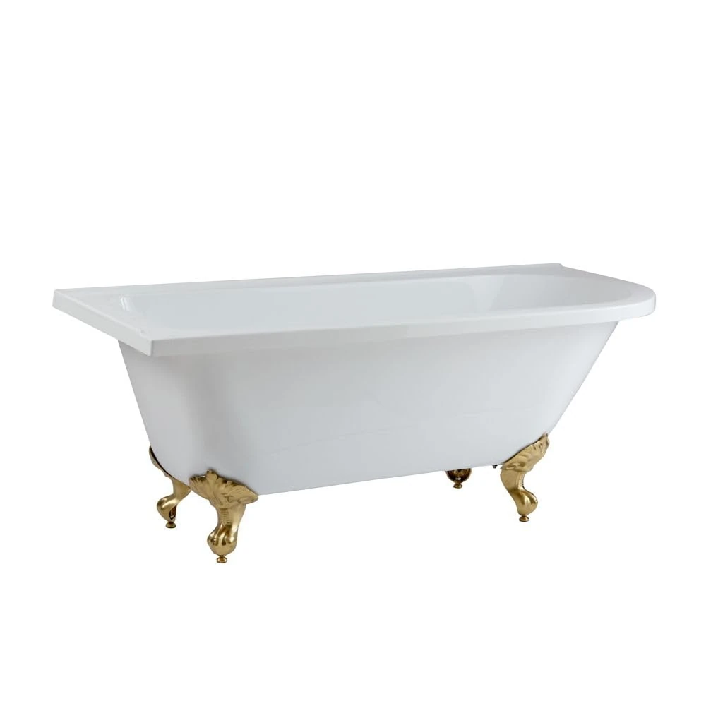 Milano Legend White 1685mm x 750mm Left Hand Shower Bath Brass Ball Claw Feet