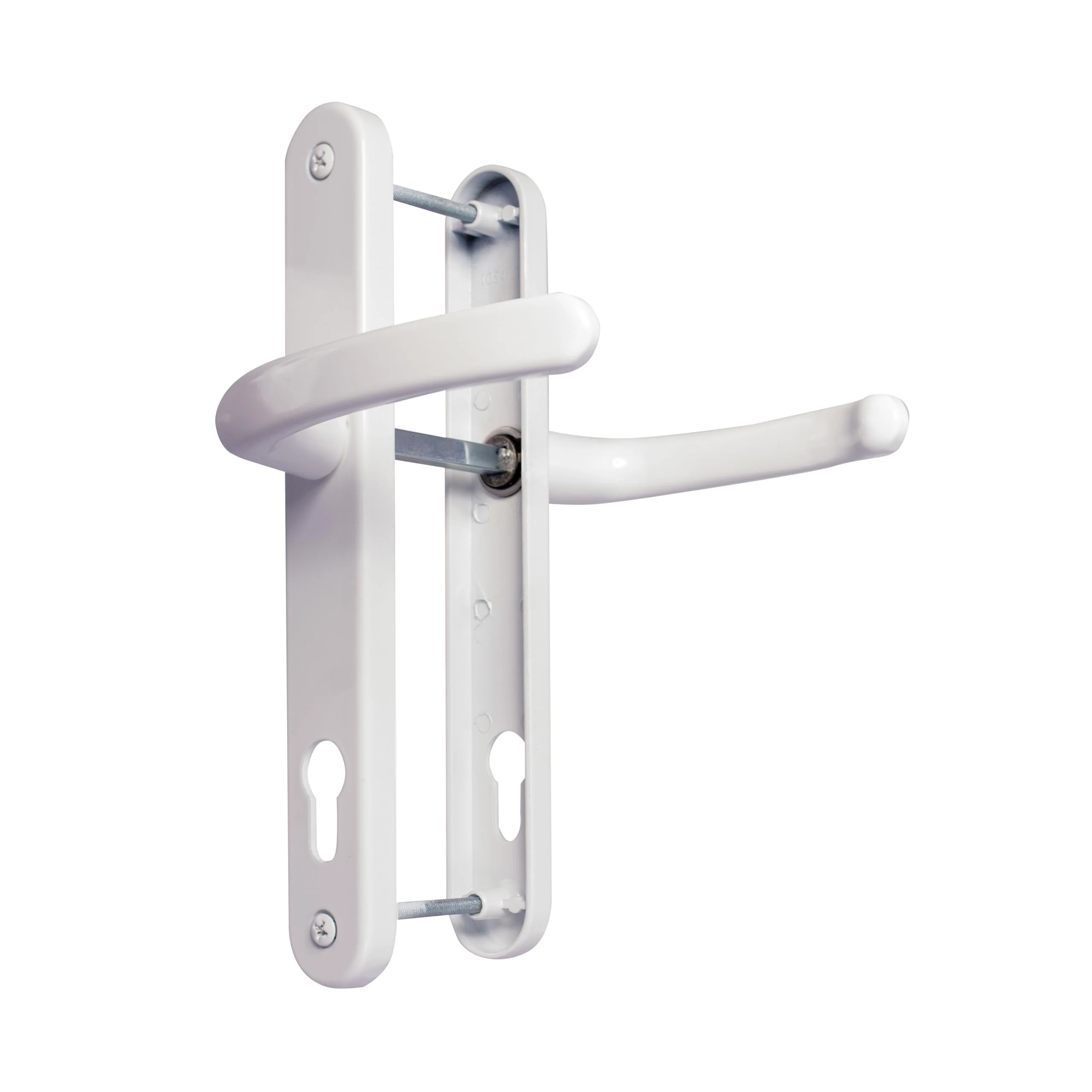 TSS 92mm UPVC Door Handle with 210mm Centre Screw on Backplate 242x34 White