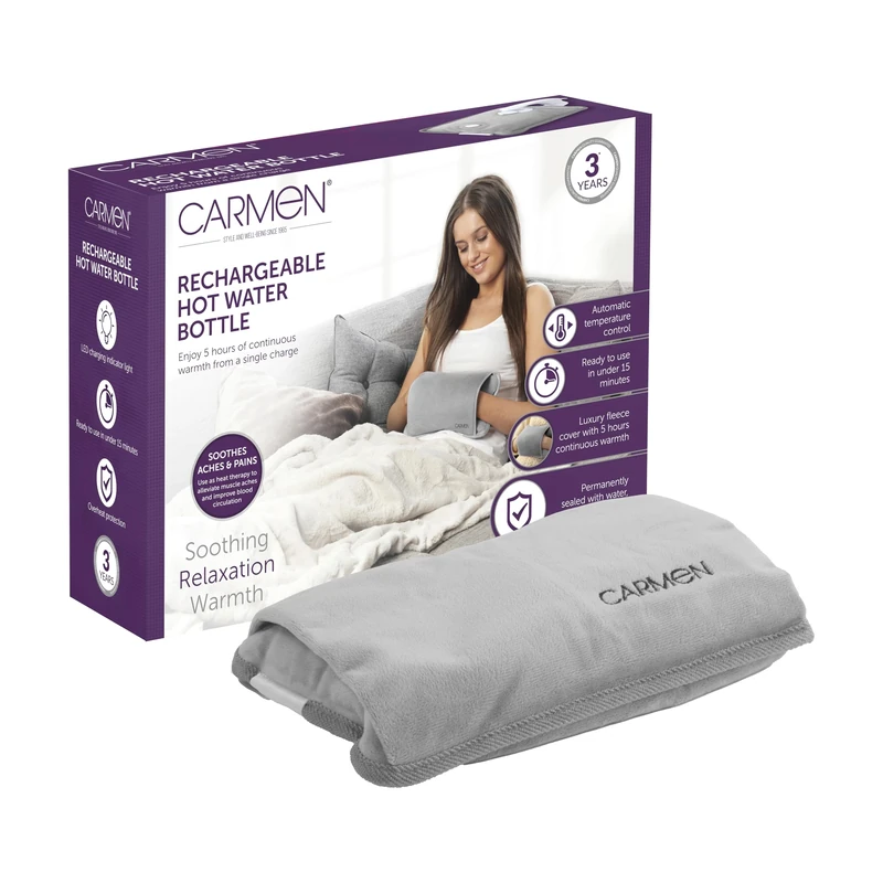Carmen C85043GRY Hot Water Bottle - 15min Charge, 5h Warmth