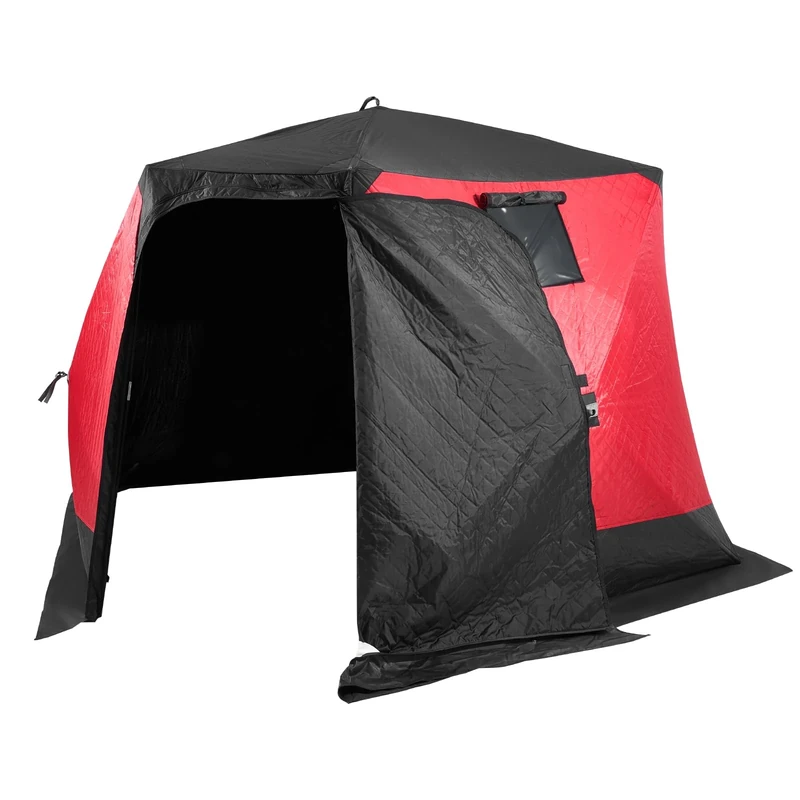 VEVOR Portable Ice Shelter, 6-8 Person Insulated Pop-Up Ice Fishing Tent, 50 Square Feet Fishable Area, Thermal Ice Shanty for Winter Fishing, Ice Cube with Anchors, Ropes, Carrying Bag - Image 1