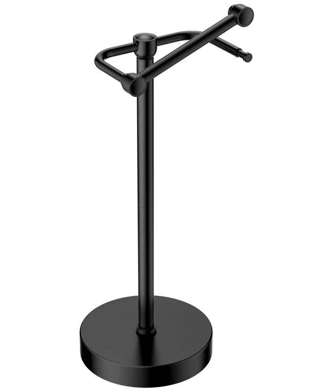 RARXTR Toilet Paper Holder Stand, Modern Bathroom Free Standing Toilet Paper Roll Holder, Stainless Steel Tissue Rack, Rust-Proof & Heavy Stable Base (Matte Black)